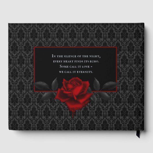 Gothic Black Damask Rose Wedding ゲストブック (裏面)