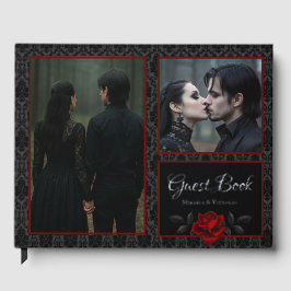 Gothic Black Damask Rose Wedding ゲストブック