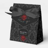 Gothic Black Damask Rose Wedding フェイバーボックス (正面サイド)