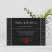 Gothic Black Damask Rose Wedding Invitation 招待状 (スタンド正面)
