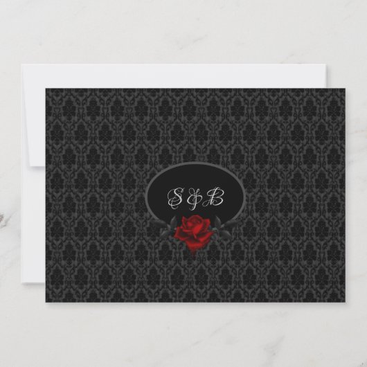 Gothic Black Damask Rose Wedding Invitation 招待状 (裏面)