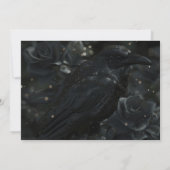 Gothic Black Floral Raven & Rose Wedding セーブザデート (裏面)