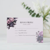 Gothic Black Floral RSVP Card (スタンド正面)