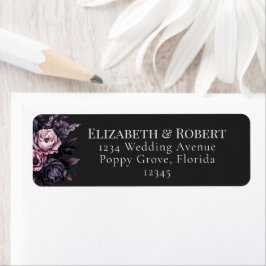 Gothic Black Floral Wedding Address Labels ラベル