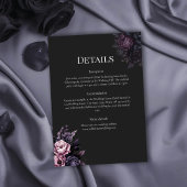 Gothic Black Floral Wedding Details Card 招待状