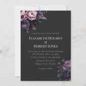 Gothic Black Floral Wedding Invitation 招待状 (正面)