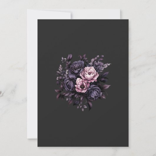Gothic Black Floral Wedding Invitation 招待状 (裏面)