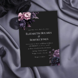 Gothic Black Floral Wedding Invitation 招待状