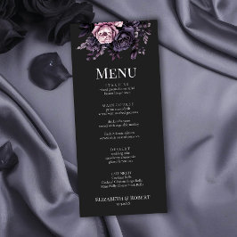 Gothic Black Floral Wedding Menu Card メニュー