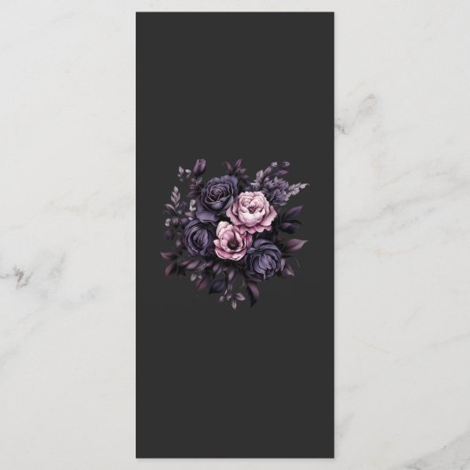 Gothic Black Floral Wedding Menu Card メニュー (裏面)