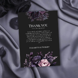 Gothic Black Floral Wedding Thank You Card サンキューカード