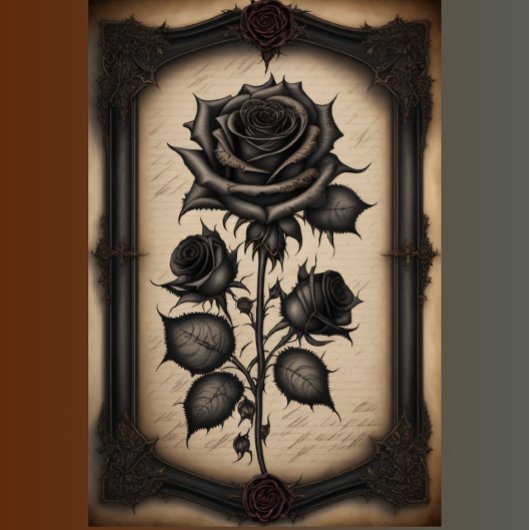 Gothic Black Flower Decoupage paper 薄葉紙