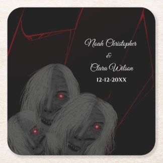 Gothic Black Ghosts - Dark Moody Halloween スクエアペーパーコースター