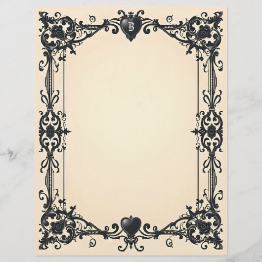Gothic Black Heart Stationery Paper レターヘッド (正面)