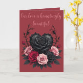 Gothic Black Petals and Spider Web Dark Valentine カード (黄色い花)