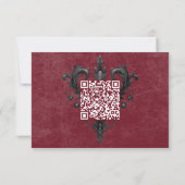 Gothic Black Raven & Roses Burgundy QR Code 出欠カード (裏面)