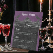 Gothic Black Raven & Roses Purple Wedding Drinks 台座サイン