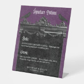 Gothic Black Raven & Roses Purple Wedding Drinks 台座サイン (正面)