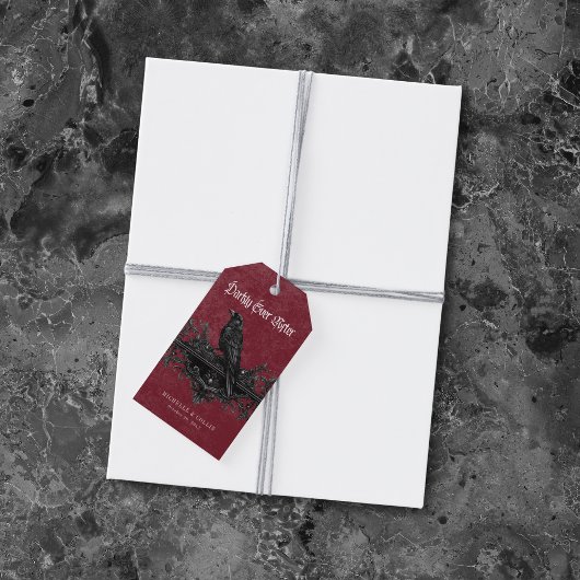 Gothic Black Raven Wine Darkly Ever After Wedding ギフトタグ