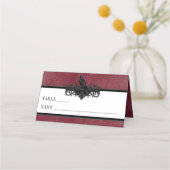 Gothic Black Raven Wine Darkly Ever After Wedding プレイスカード (正面)