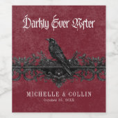 Gothic Black Raven Wine Darkly Ever After Wedding ワインラベル (シングルラベル)
