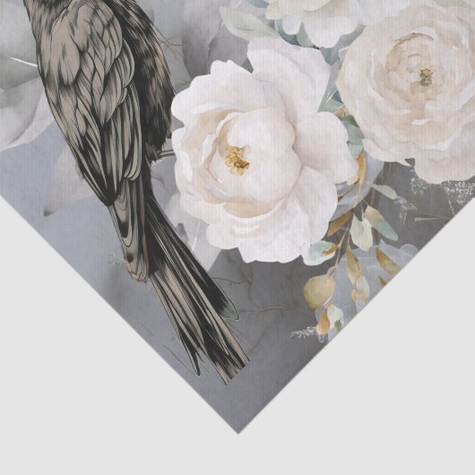 Gothic Black Ravens & White Flowers 薄葉紙 (詳細)