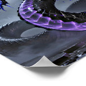 Gothic Black Serpent Glowing Purple Neon Fantasy ポスター (角)