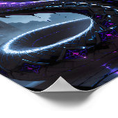 Gothic Black Serpent Glowing Purple Neon Fantasy ポスター (角)