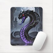 Gothic Black Serpent Glowing Purple Neon Fantasy  マウスパッド (マウス)