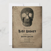 Gothic Black Skull Antique Baby Shower Invitation 招待状 (正面)
