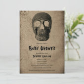 Gothic Black Skull Antique Baby Shower Invitation 招待状 (スタンド正面)