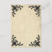 Gothic Black Tan Parchment Filigree Heart Wedding エンクロージャーカード (裏面)