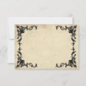 Gothic Black Tan Parchment Filigree Heart Wedding 出欠カード (裏面)