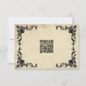 Gothic Black Tan Parchment Filigree Heart Wedding 出欠カード (裏面)
