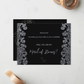 Gothic Black Will Be Myメイド・オブ・オーナー(花嫁付き添い人) ノートカード (正面/裏面インサイチュ)
