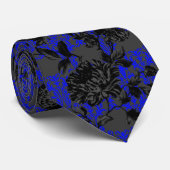 Gothic Blue & Black Floral Elegant Wedding ネクタイ (ロール)