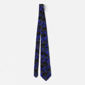 Gothic Blue & Black Floral Elegant Wedding ネクタイ (裏面)