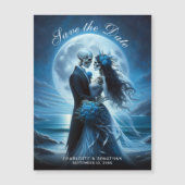 Gothic Blue Skeleton Couple Wedding Save the Date (正面)