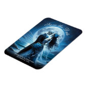 Gothic Blue Skeleton Couple Wedding Save the Date マグネット (左側)