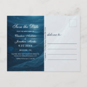 Gothic Blue Skeleton Couple Wedding Save the Date 案内ポストカード (裏面)