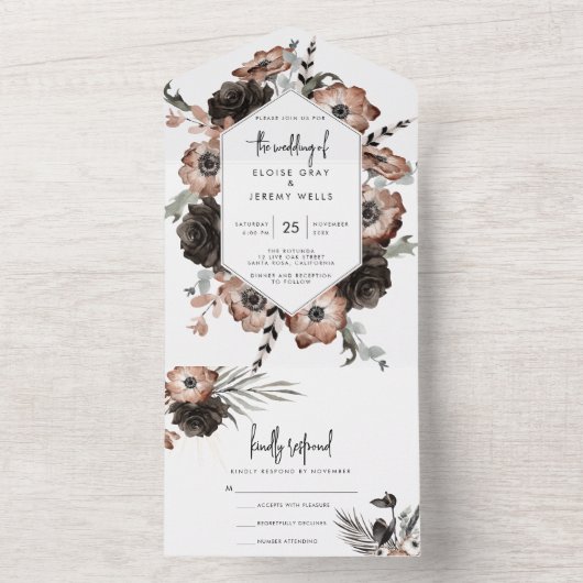 Gothic Boho All in One Wedding Invite オールインワン招待状 (内側)