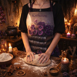 Gothic Book Purple Floral エプロン