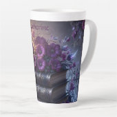 Gothic Book Purple Floral カフェラテマグ (右アングル)