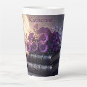 Gothic Book Purple Floral カフェラテマグ (正面)