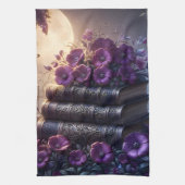 Gothic Book Purple Floral キッチンタオル (縦)