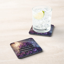Gothic Book Purple Floral コースター