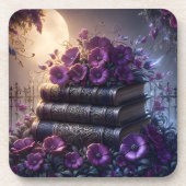 Gothic Book Purple Floral コースター (正面)