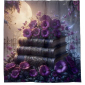 Gothic Book Purple Floral シャワーカーテン (正面)