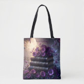 Gothic Book Purple Floral トートバッグ (正面)