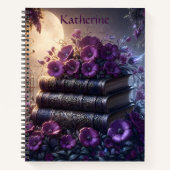 Gothic Book Purple Floral ノートブック (正面)